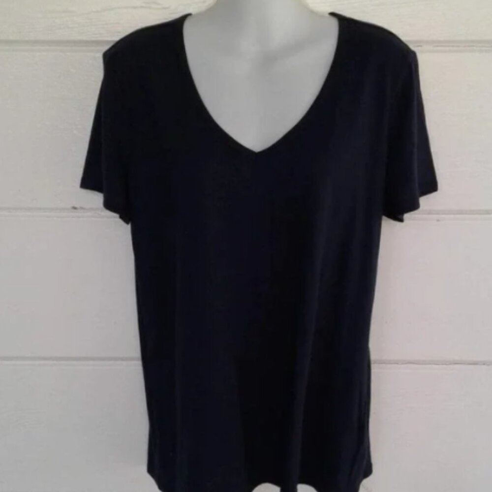 Nautica Blue V-Neck T-Shirt Short Sleeves Large